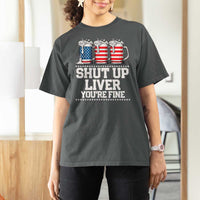 Beer American Flag 4th of July T Shirt For Women Merica Drinking USA Shut Up Liver You Are Fine - Wonder Print Shop