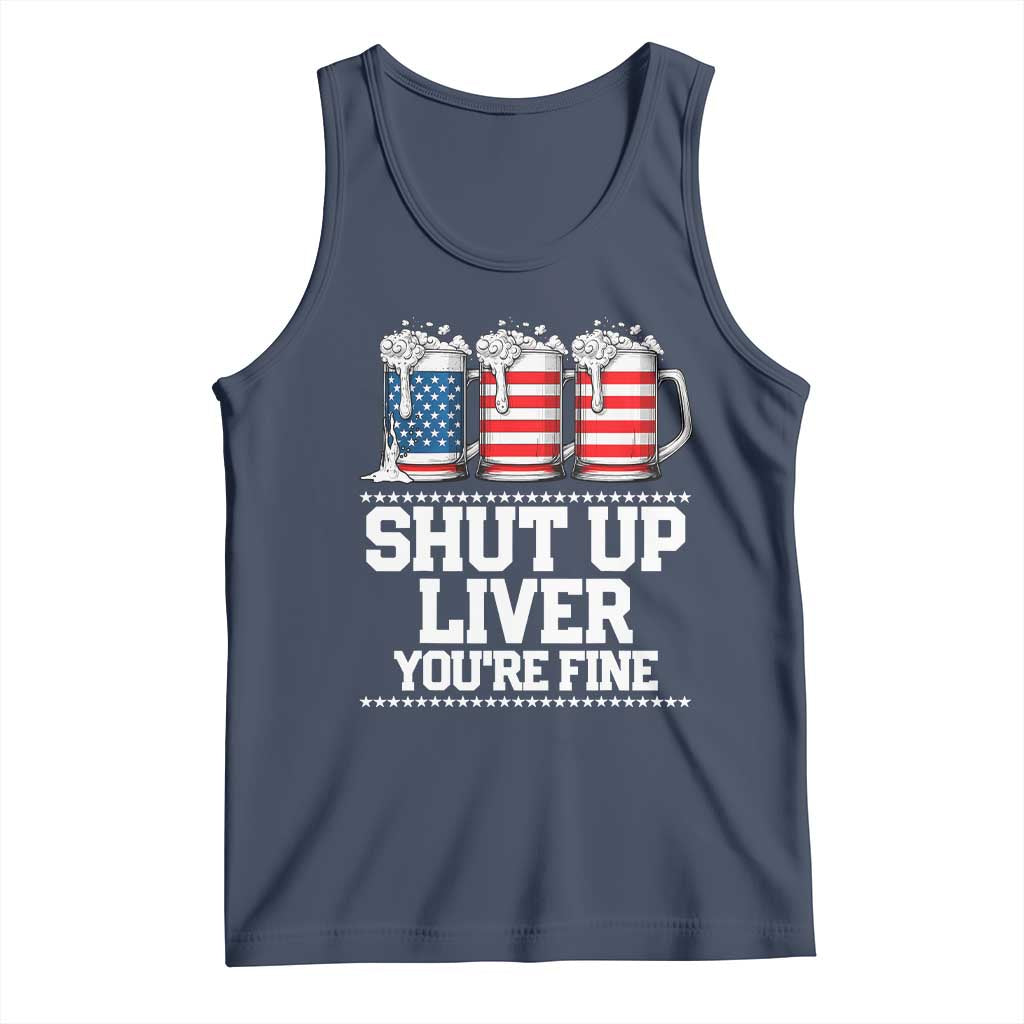 Beer American Flag 4th of July Tank Top Merica Drinking USA Shut Up Liver You Are Fine - Wonder Print Shop