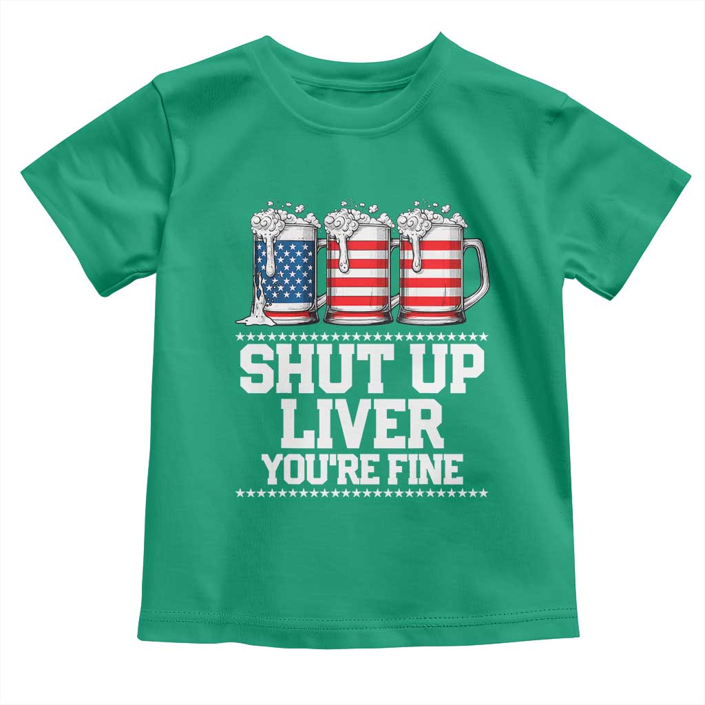 Beer American Flag 4th of July Toddler T Shirt Merica Drinking USA Shut Up Liver You Are Fine - Wonder Print Shop