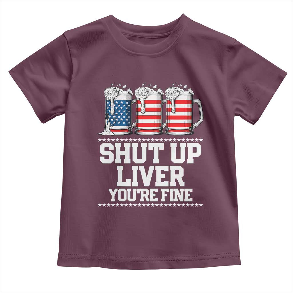 Beer American Flag 4th of July Toddler T Shirt Merica Drinking USA Shut Up Liver You Are Fine - Wonder Print Shop