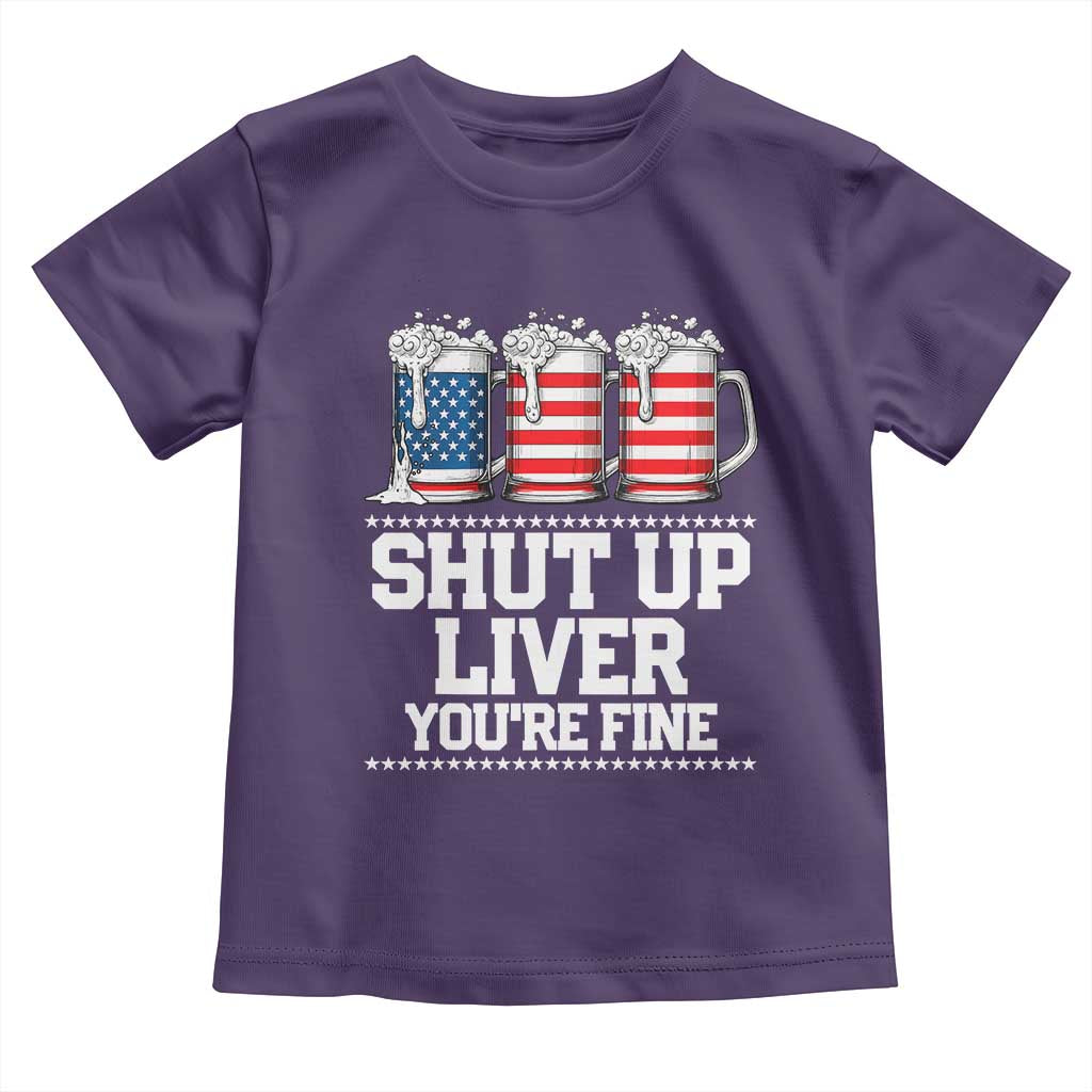 Beer American Flag 4th of July Toddler T Shirt Merica Drinking USA Shut Up Liver You Are Fine - Wonder Print Shop