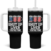 Beer American Flag 4th of July Tumbler With Handle Merica Drinking USA Shut Up Liver You Are Fine - Wonder Print Shop