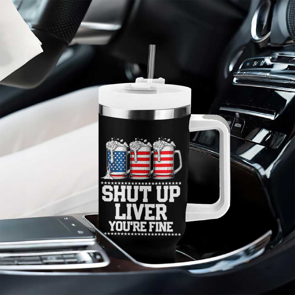 Beer American Flag 4th of July Tumbler With Handle Merica Drinking USA Shut Up Liver You Are Fine - Wonder Print Shop