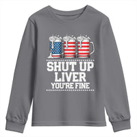 Beer American Flag 4th of July Youth Sweatshirt Merica Drinking USA Shut Up Liver You Are Fine - Wonder Print Shop