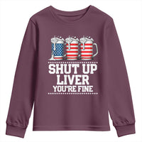Beer American Flag 4th of July Youth Sweatshirt Merica Drinking USA Shut Up Liver You Are Fine - Wonder Print Shop