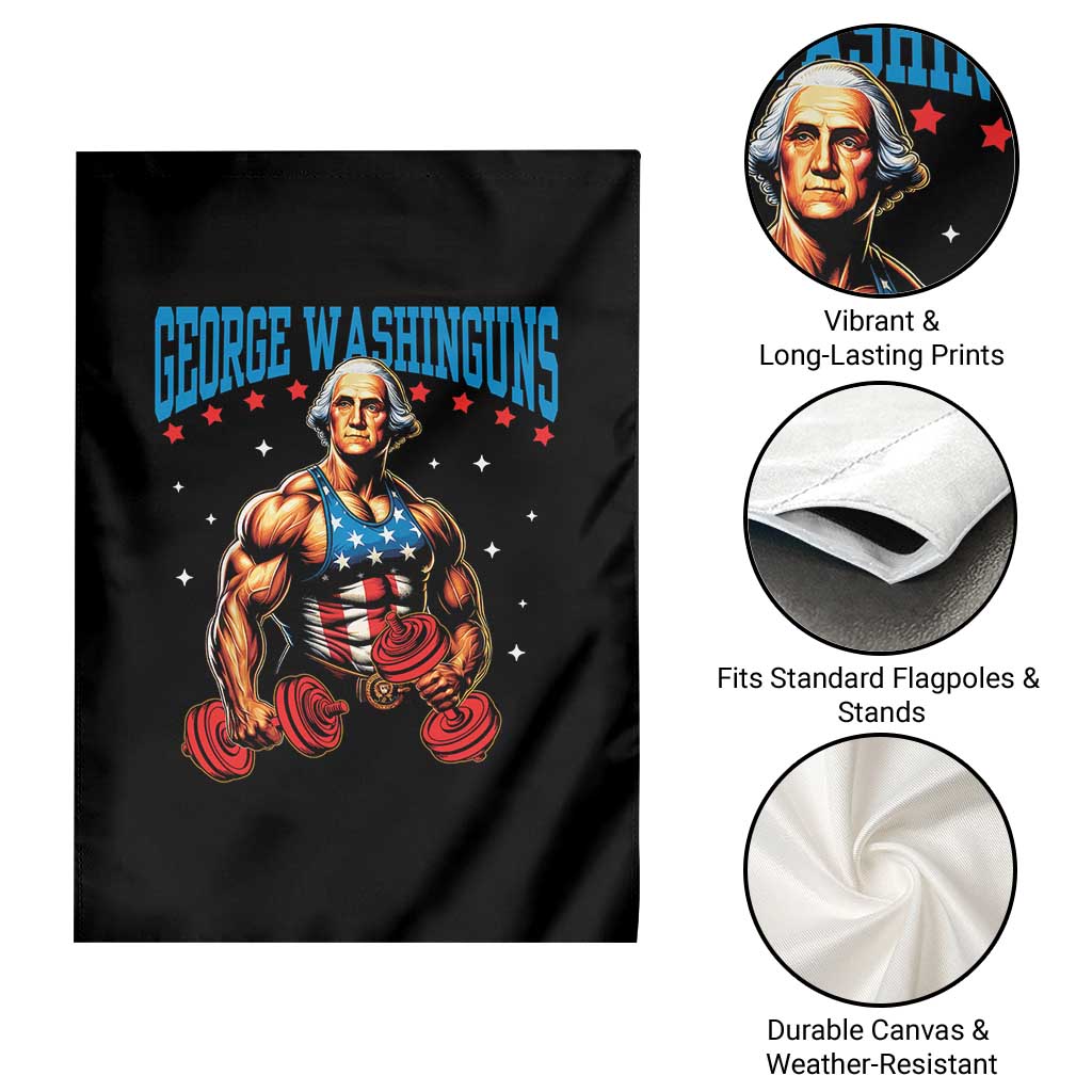 Funny George Washington Gym Garden Flag Muscular Flex Workout 4th of July - Wonder Print Shop