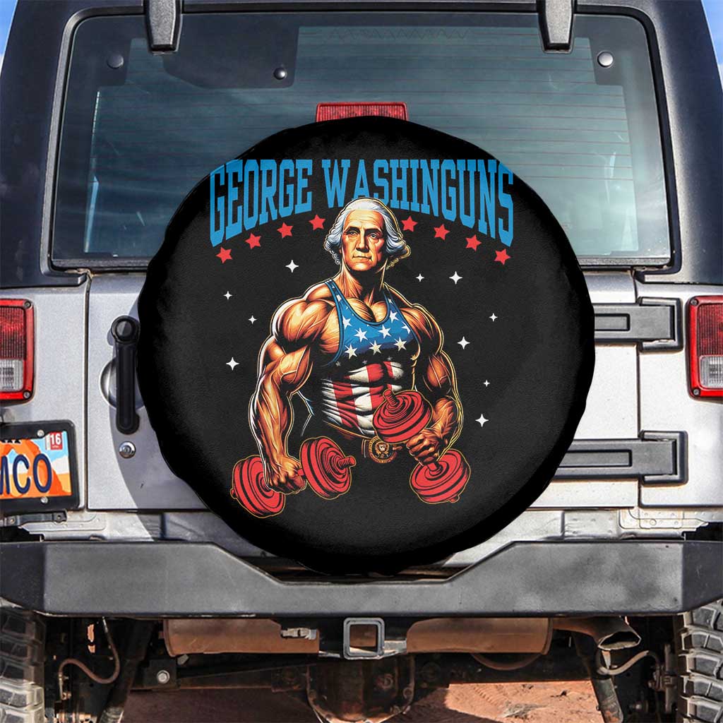 Funny George Washington Gym Spare Tire Cover Muscular Flex Workout 4th of July - Wonder Print Shop