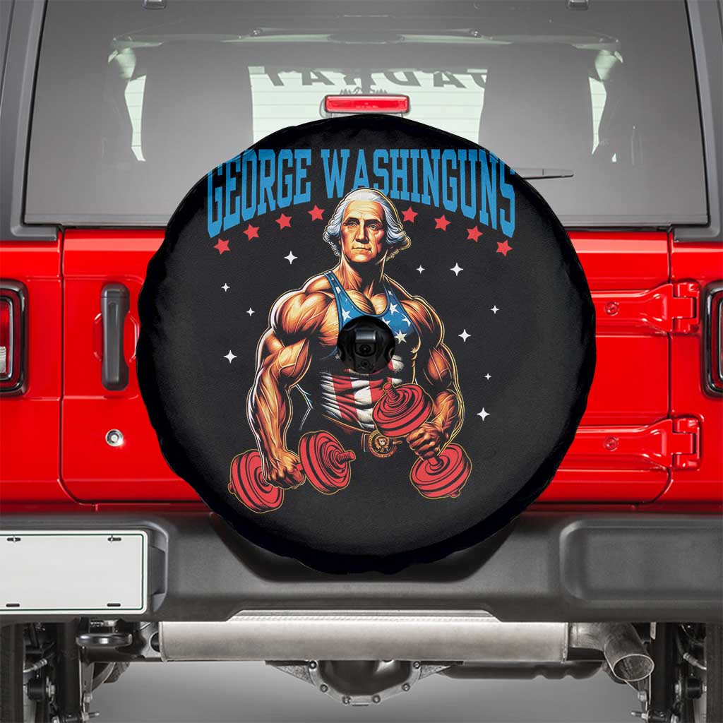 Funny George Washington Gym Spare Tire Cover Muscular Flex Workout 4th of July - Wonder Print Shop