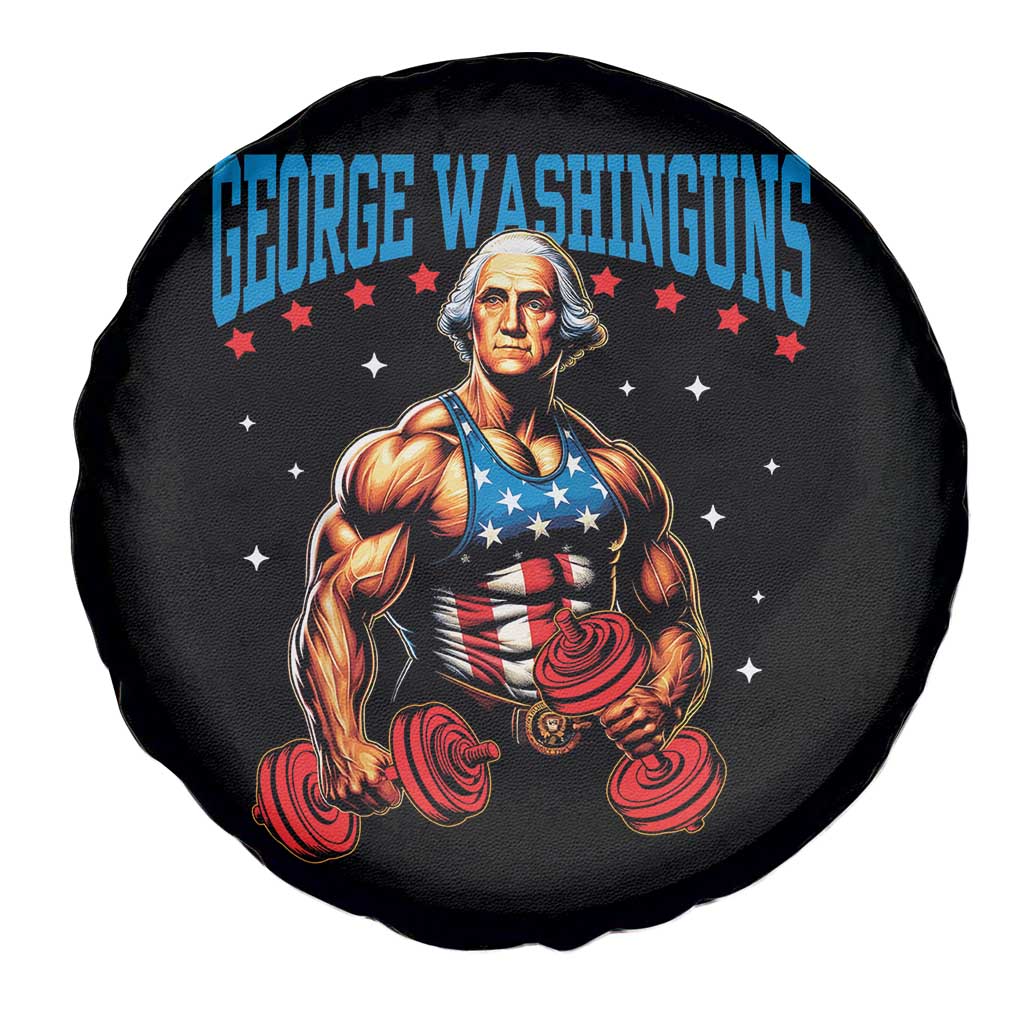 Funny George Washington Gym Spare Tire Cover Muscular Flex Workout 4th of July - Wonder Print Shop