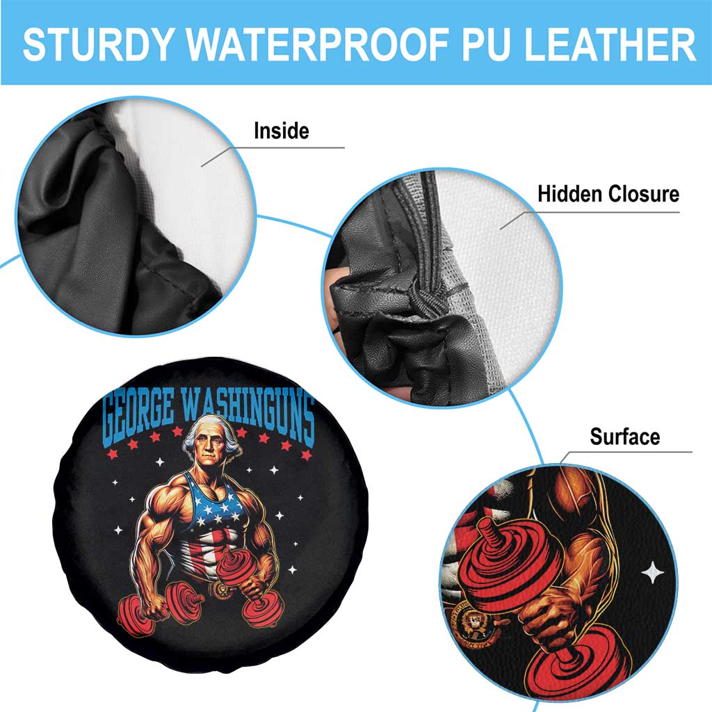 Funny George Washington Gym Spare Tire Cover Muscular Flex Workout 4th of July - Wonder Print Shop