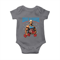 Funny George Washington Gym Baby Onesie Muscular Flex Workout 4th of July - Wonder Print Shop