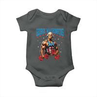 Funny George Washington Gym Baby Onesie Muscular Flex Workout 4th of July - Wonder Print Shop