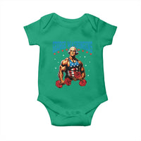 Funny George Washington Gym Baby Onesie Muscular Flex Workout 4th of July - Wonder Print Shop