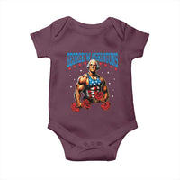 Funny George Washington Gym Baby Onesie Muscular Flex Workout 4th of July - Wonder Print Shop