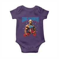 Funny George Washington Gym Baby Onesie Muscular Flex Workout 4th of July - Wonder Print Shop