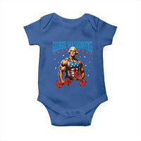 Funny George Washington Gym Baby Onesie Muscular Flex Workout 4th of July - Wonder Print Shop