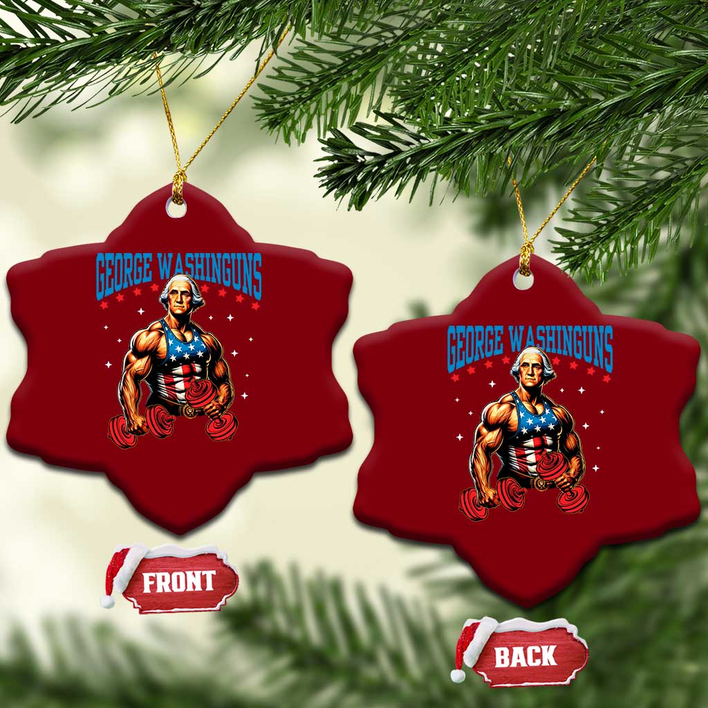 Funny George Washington Gym Ceramic Ornament Muscular Flex Workout 4th of July - Wonder Print Shop