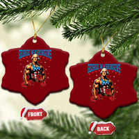 Funny George Washington Gym Ceramic Ornament Muscular Flex Workout 4th of July - Wonder Print Shop