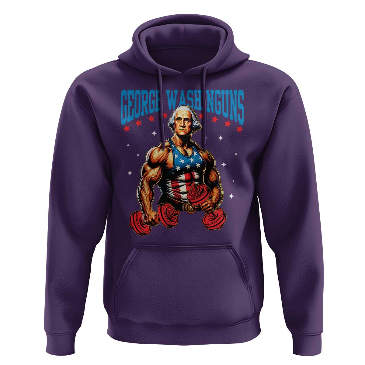Funny George Washington Gym Hoodie Muscular Flex Workout 4th of July - Wonder Print Shop