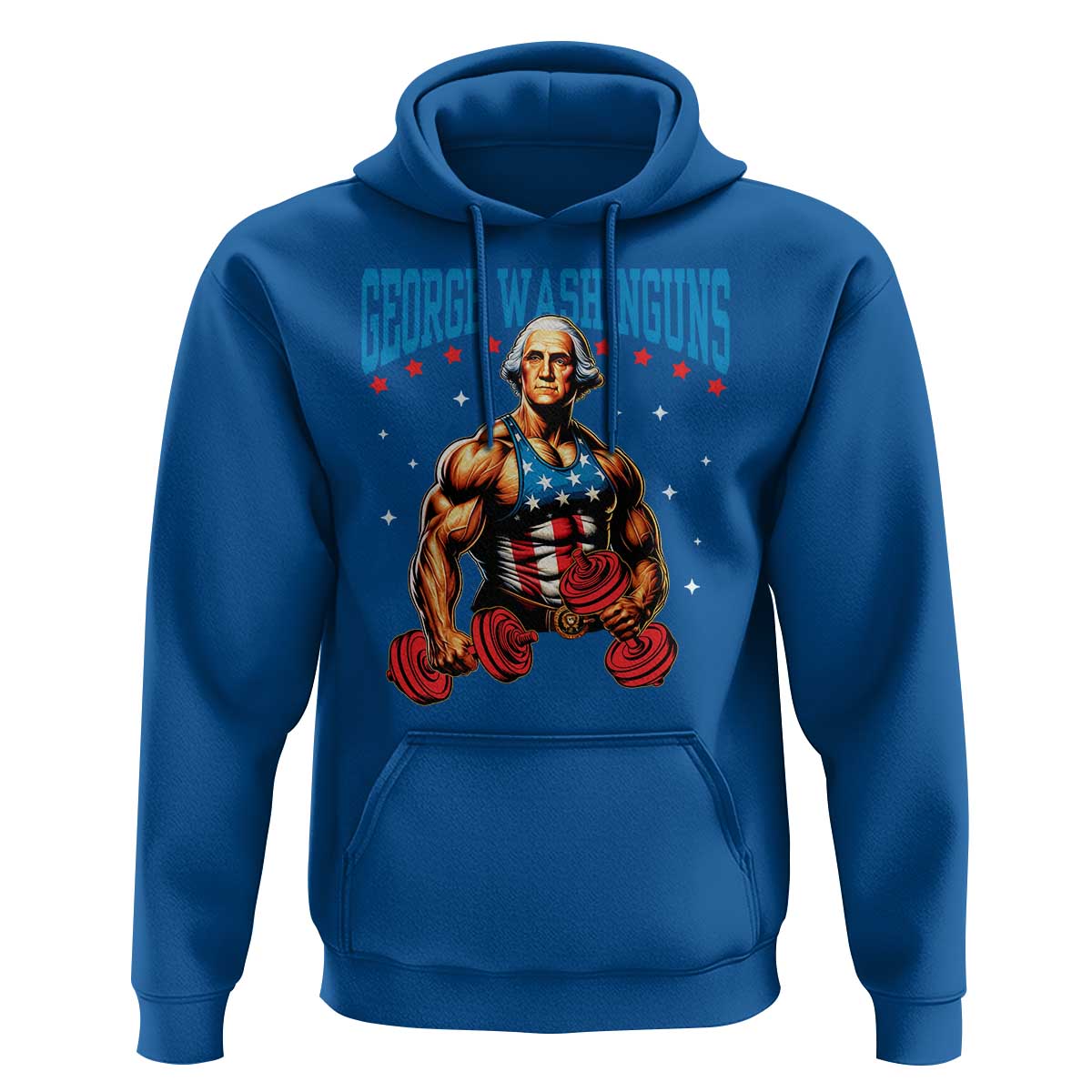 Funny George Washington Gym Hoodie Muscular Flex Workout 4th of July - Wonder Print Shop