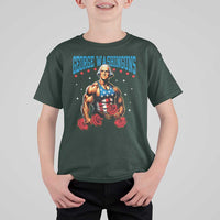 Funny George Washington Gym T Shirt For Kid Muscular Flex Workout 4th of July - Wonder Print Shop