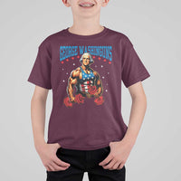 Funny George Washington Gym T Shirt For Kid Muscular Flex Workout 4th of July - Wonder Print Shop