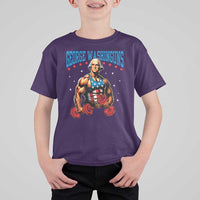 Funny George Washington Gym T Shirt For Kid Muscular Flex Workout 4th of July - Wonder Print Shop