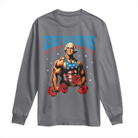 Funny George Washington Gym Long Sleeve Shirt Muscular Flex Workout 4th of July - Wonder Print Shop
