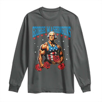 Funny George Washington Gym Long Sleeve Shirt Muscular Flex Workout 4th of July - Wonder Print Shop