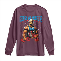 Funny George Washington Gym Long Sleeve Shirt Muscular Flex Workout 4th of July - Wonder Print Shop