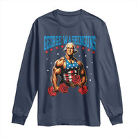 Funny George Washington Gym Long Sleeve Shirt Muscular Flex Workout 4th of July - Wonder Print Shop