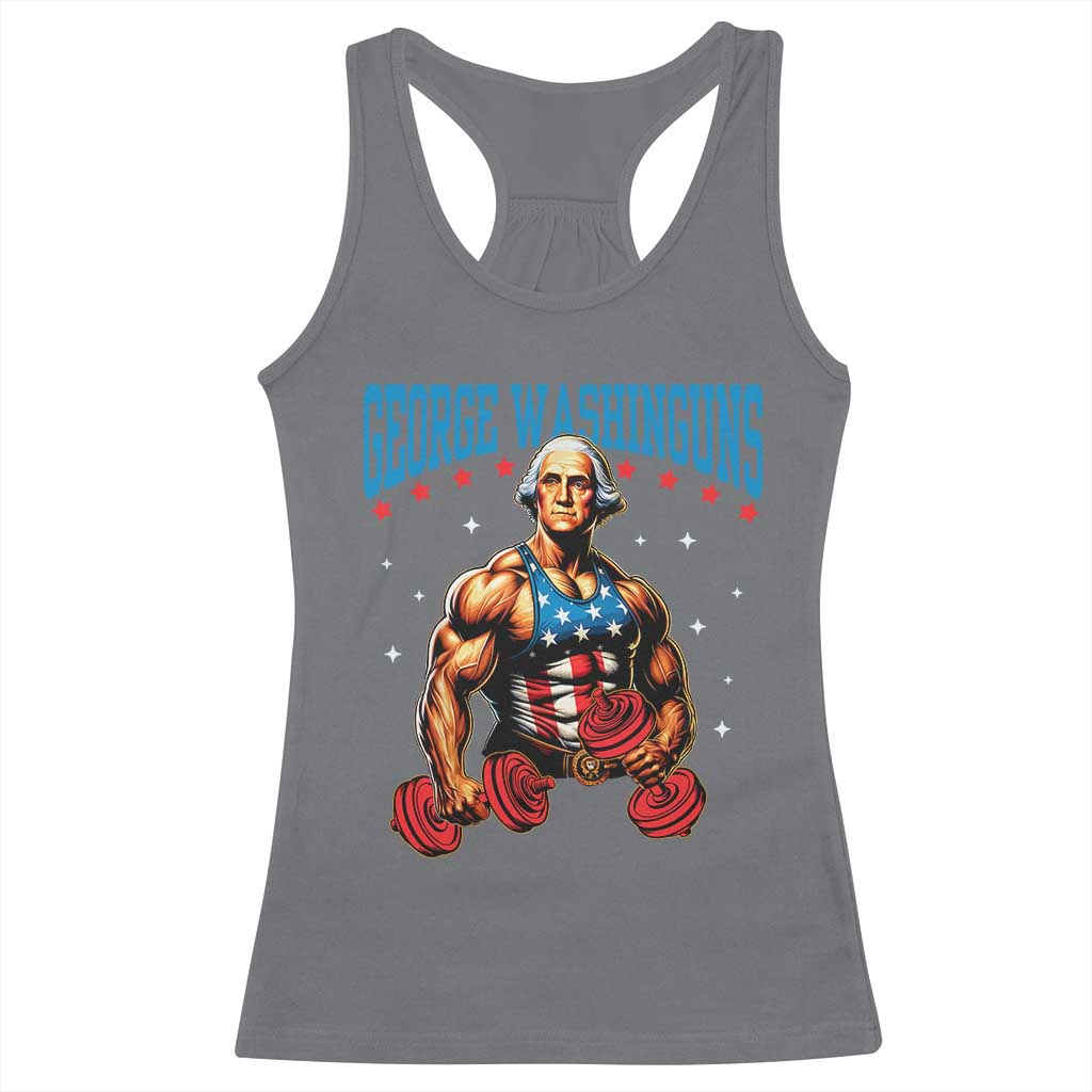 Funny George Washington Gym Racerback Tank Top Muscular Flex Workout 4th of July - Wonder Print Shop
