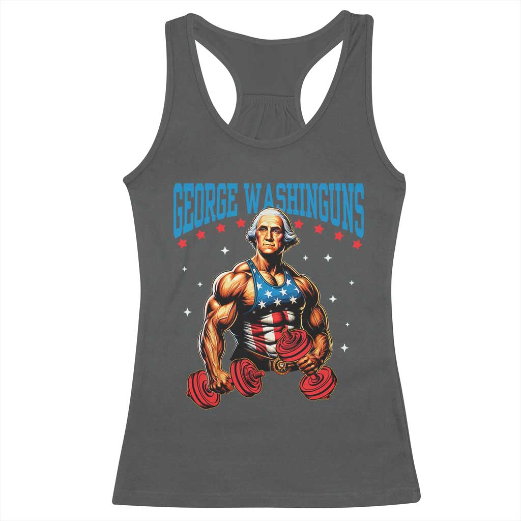 Funny George Washington Gym Racerback Tank Top Muscular Flex Workout 4th of July - Wonder Print Shop
