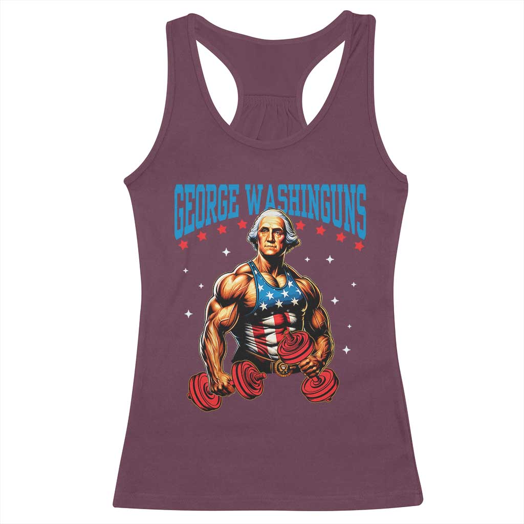 Funny George Washington Gym Racerback Tank Top Muscular Flex Workout 4th of July - Wonder Print Shop