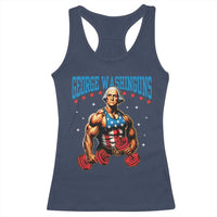 Funny George Washington Gym Racerback Tank Top Muscular Flex Workout 4th of July - Wonder Print Shop