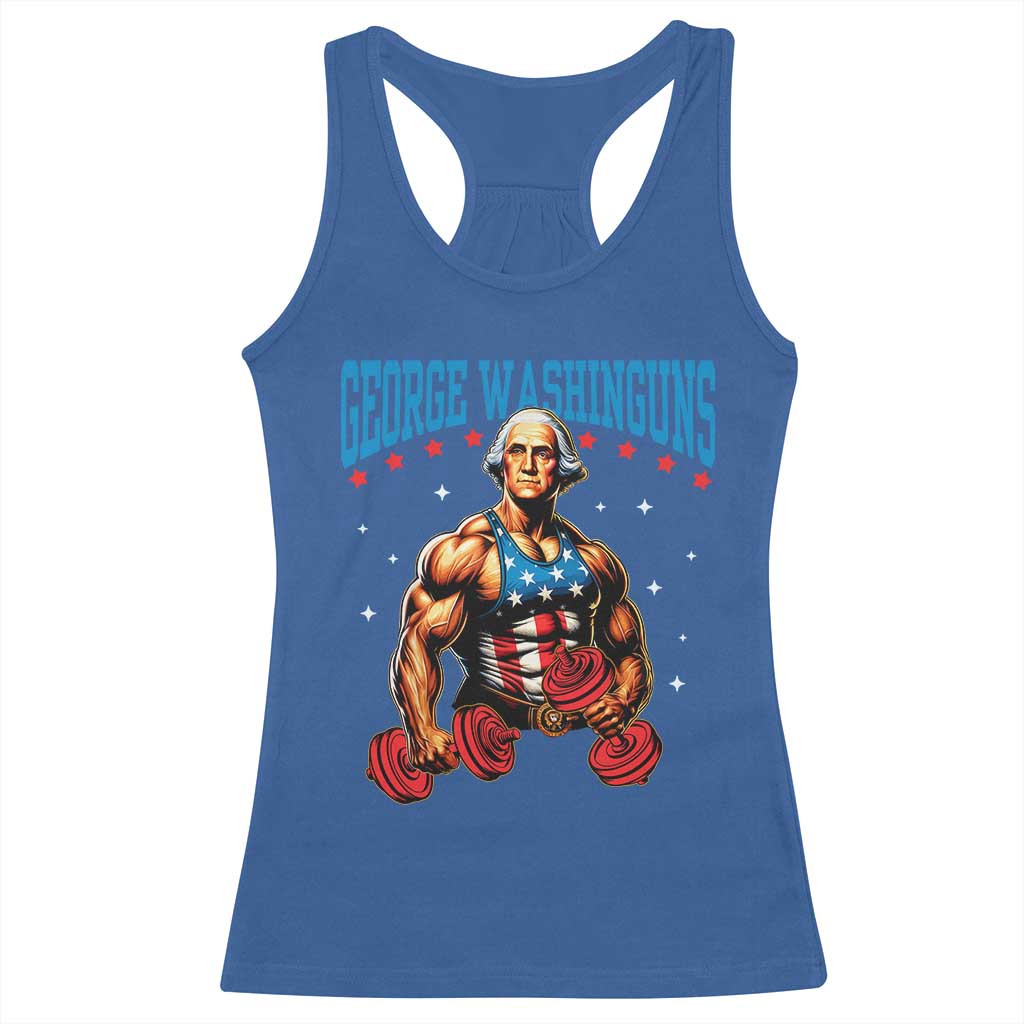 Funny George Washington Gym Racerback Tank Top Muscular Flex Workout 4th of July - Wonder Print Shop