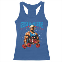 Funny George Washington Gym Racerback Tank Top Muscular Flex Workout 4th of July - Wonder Print Shop