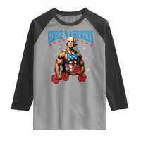 Funny George Washington Gym Raglan Shirt Muscular Flex Workout 4th of July - Wonder Print Shop