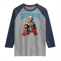 Funny George Washington Gym Raglan Shirt Muscular Flex Workout 4th of July - Wonder Print Shop