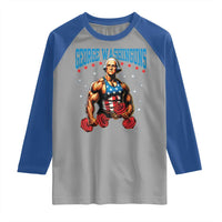 Funny George Washington Gym Raglan Shirt Muscular Flex Workout 4th of July - Wonder Print Shop