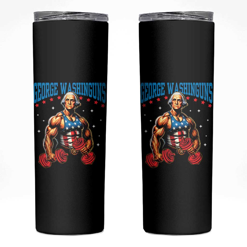 Funny George Washington Gym Skinny Tumbler Muscular Flex Workout 4th of July - Wonder Print Shop