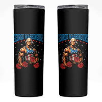 Funny George Washington Gym Skinny Tumbler Muscular Flex Workout 4th of July - Wonder Print Shop