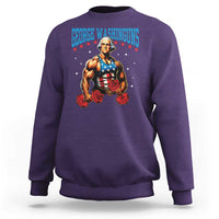Funny George Washington Gym Sweatshirt Muscular Flex Workout 4th of July - Wonder Print Shop