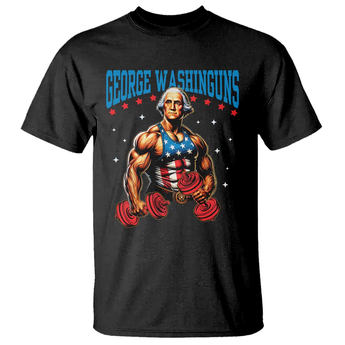Funny George Washington Gym T Shirt Muscular Flex Workout 4th of July - Wonder Print Shop