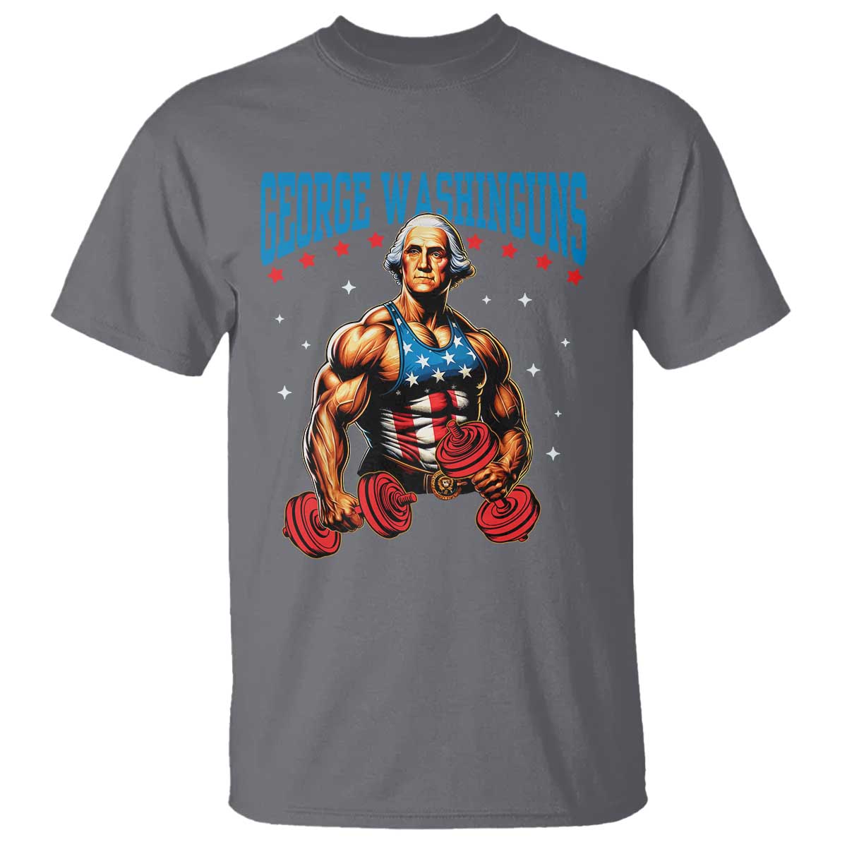 Funny George Washington Gym T Shirt Muscular Flex Workout 4th of July - Wonder Print Shop