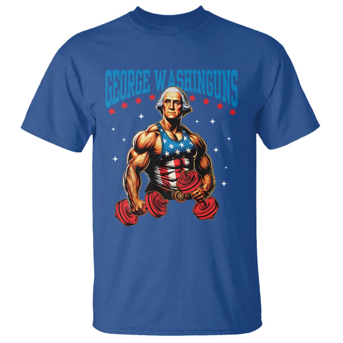 Funny George Washington Gym T Shirt Muscular Flex Workout 4th of July - Wonder Print Shop