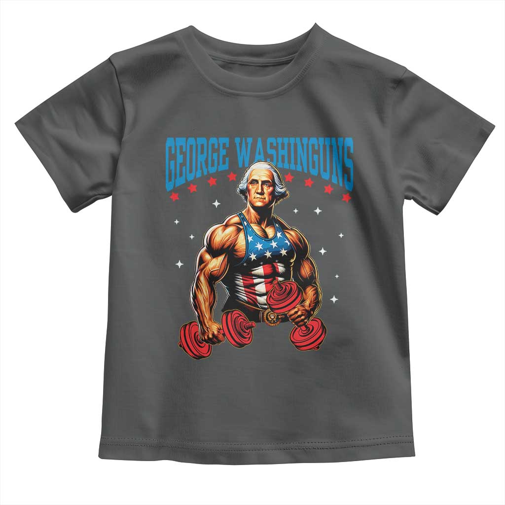 Funny George Washington Gym Toddler T Shirt Muscular Flex Workout 4th of July - Wonder Print Shop
