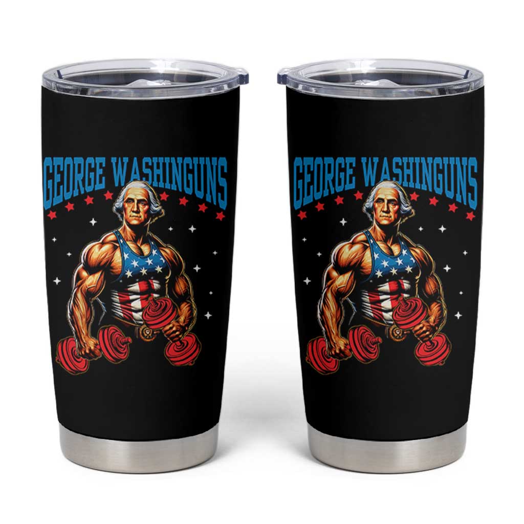 Funny George Washington Gym Tumbler Cup Muscular Flex Workout 4th of July - Wonder Print Shop