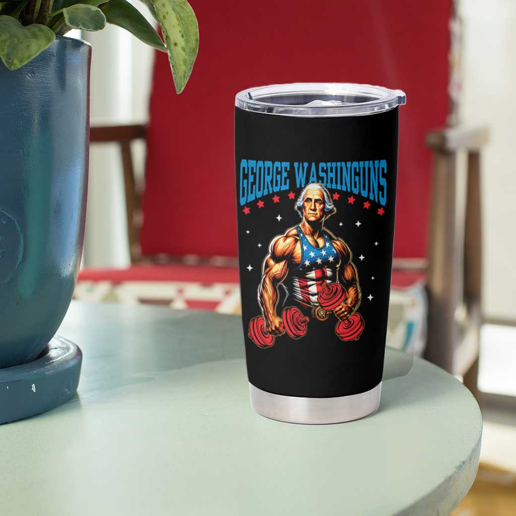 Funny George Washington Gym Tumbler Cup Muscular Flex Workout 4th of July - Wonder Print Shop