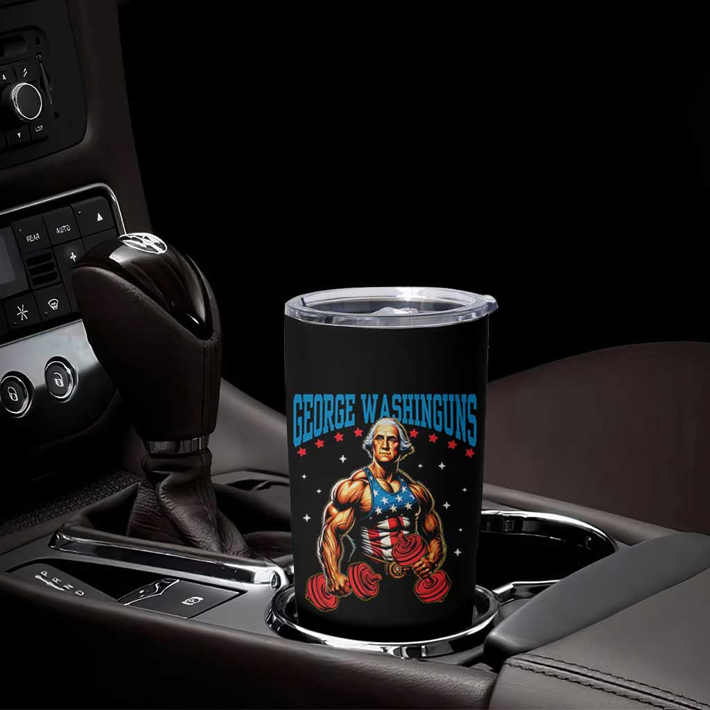 Funny George Washington Gym Tumbler Cup Muscular Flex Workout 4th of July - Wonder Print Shop